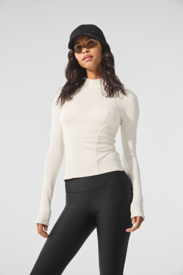 RIBBED MESMERIZE MOCK NECK LONG SLEEVE