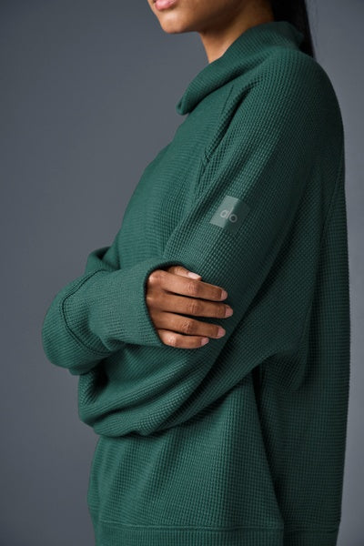 WAFFLE WEEKEND ESCAPE MOCK NECK LONG SLEEVE
