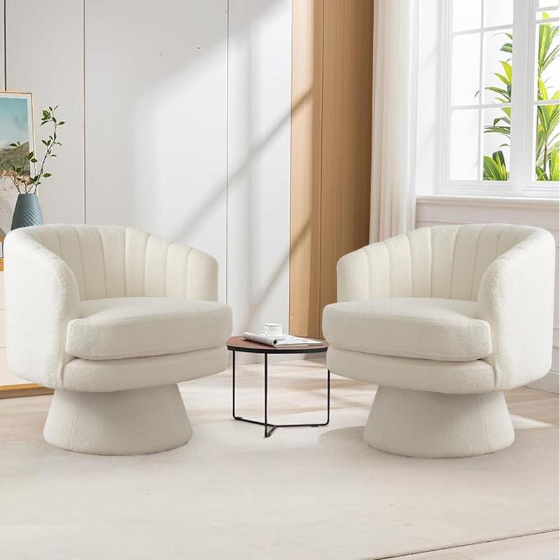 Forniva Swivel Accent Chair, Modern Cozy Lambswool Accent Chair, Comfy Round Armchiars, 360 Degree Swivel Barrel Chairs for Living Room, Bedroom Office