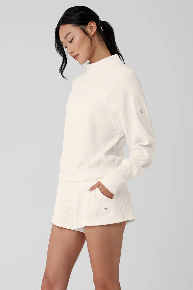 WAFFLE WEEKEND ESCAPE MOCK NECK LONG SLEEVE