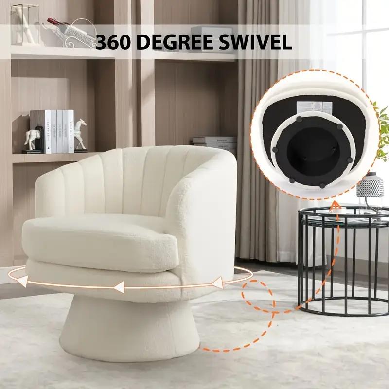 Forniva Swivel Accent Chair, Modern Cozy Lambswool Accent Chair, Comfy Round Armchiars, 360 Degree Swivel Barrel Chairs for Living Room, Bedroom Office
