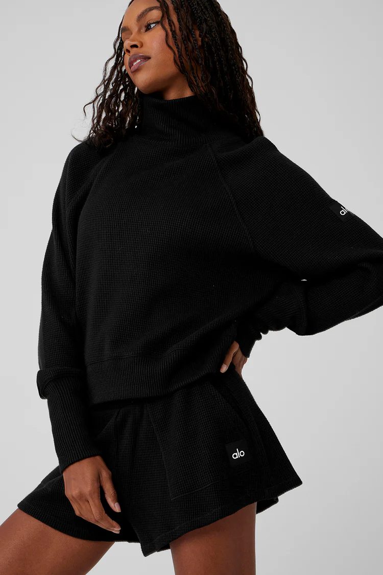 WAFFLE WEEKEND ESCAPE MOCK NECK LONG SLEEVE