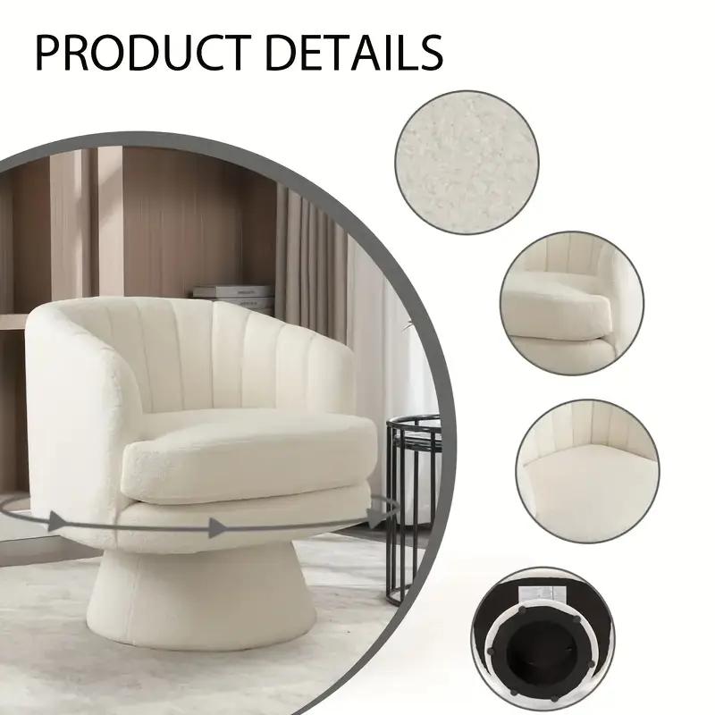 Forniva Swivel Accent Chair, Modern Cozy Lambswool Accent Chair, Comfy Round Armchiars, 360 Degree Swivel Barrel Chairs for Living Room, Bedroom Office