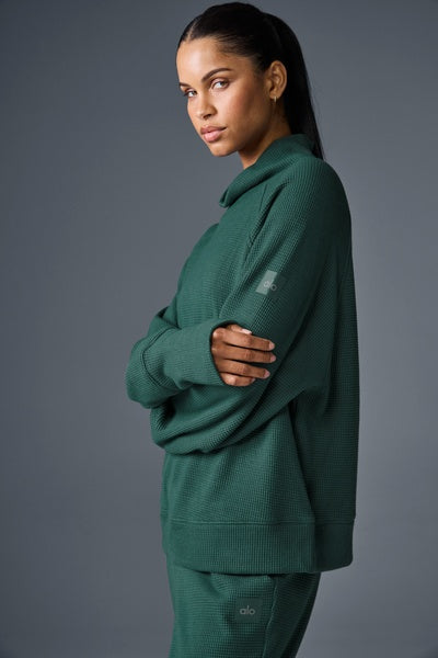 WAFFLE WEEKEND ESCAPE MOCK NECK LONG SLEEVE