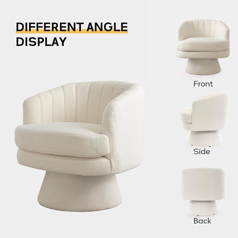 Forniva Swivel Accent Chair, Modern Cozy Lambswool Accent Chair, Comfy Round Armchiars, 360 Degree Swivel Barrel Chairs for Living Room, Bedroom Office