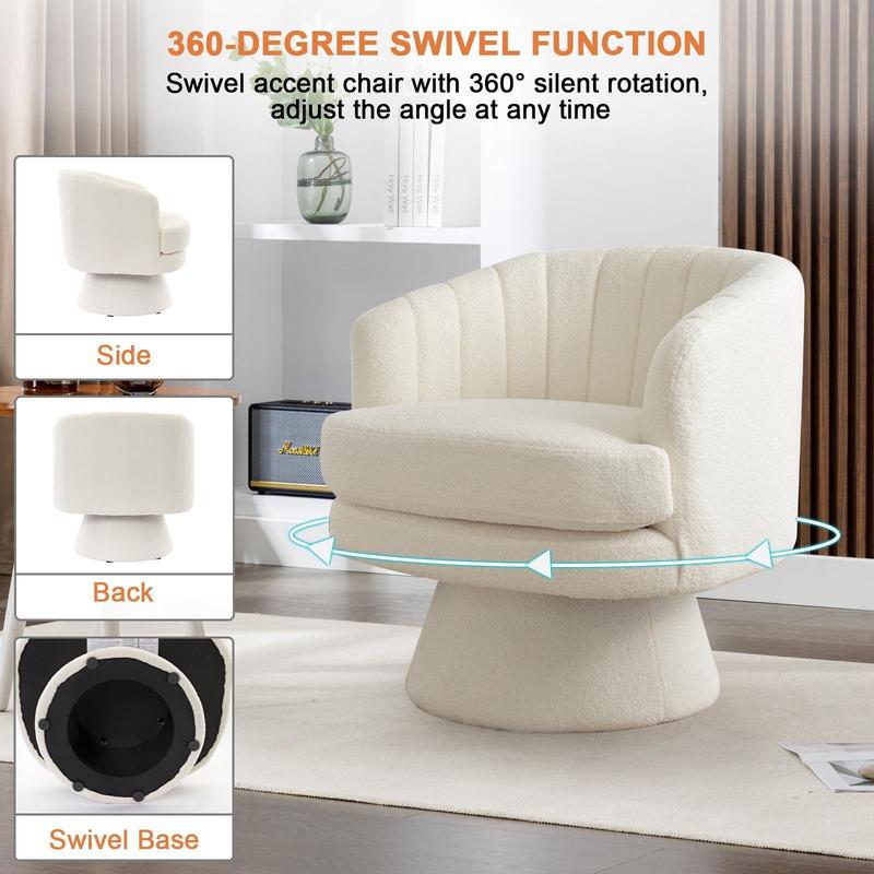 Forniva Swivel Accent Chair, Modern Cozy Lambswool Accent Chair, Comfy Round Armchiars, 360 Degree Swivel Barrel Chairs for Living Room, Bedroom Office