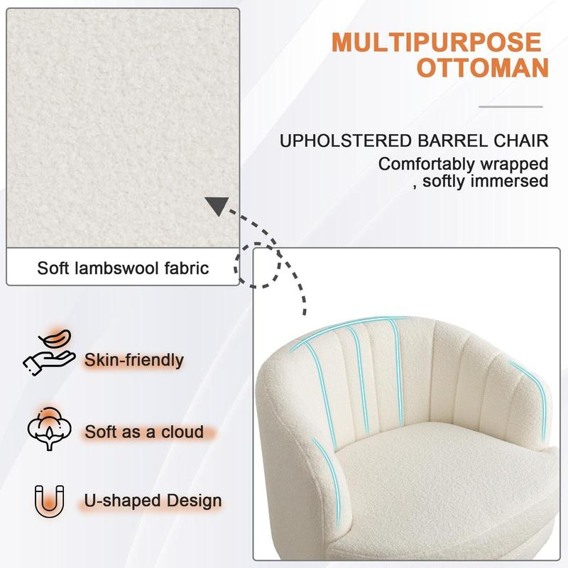 Forniva Swivel Accent Chair, Modern Cozy Lambswool Accent Chair, Comfy Round Armchiars, 360 Degree Swivel Barrel Chairs for Living Room, Bedroom Office