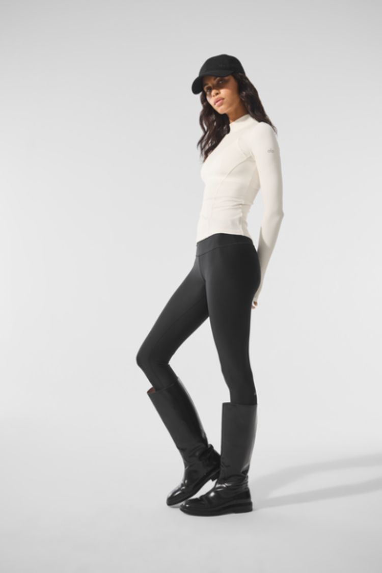 RIBBED MESMERIZE MOCK NECK LONG SLEEVE