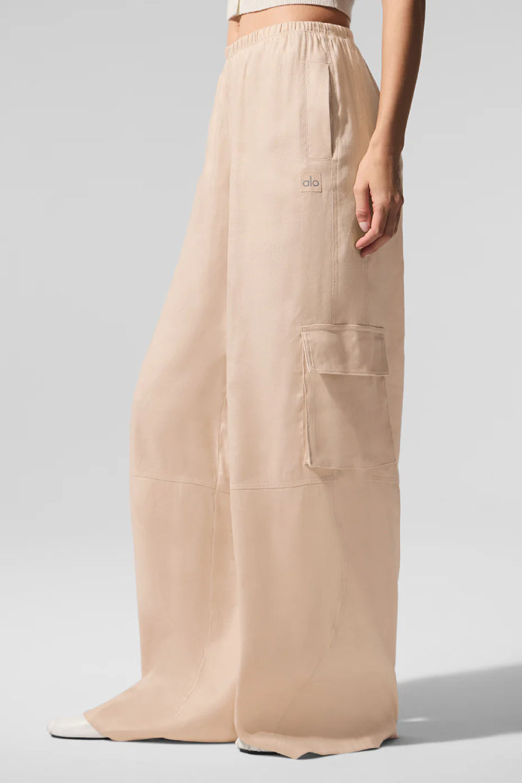LINEN GETAWAY CARGO WIDE LEG PANT
