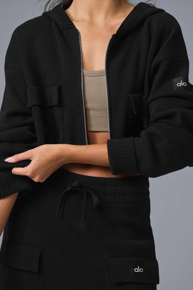 SCHOLAR KNIT CARGO FULL ZIP HOODIE