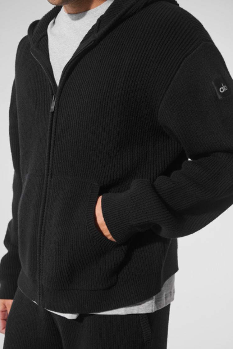 DOMAIN RIB KNIT FULL ZIP SWEATER