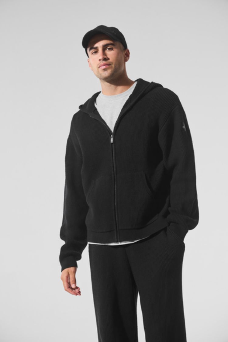 DOMAIN RIB KNIT FULL ZIP SWEATER