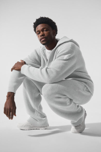 DOMAIN RIB KNIT FULL ZIP SWEATER
