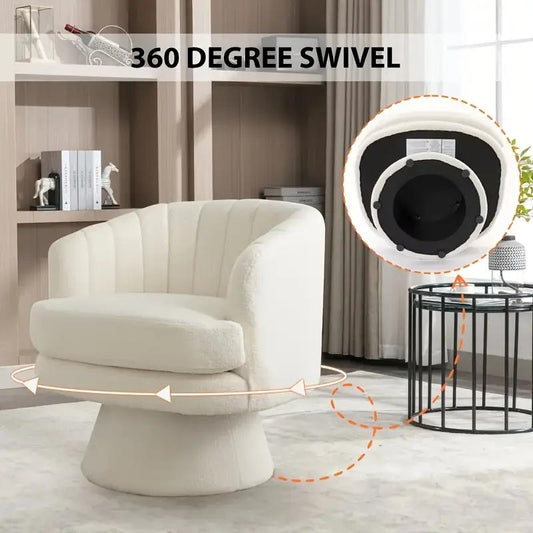 Forniva Swivel Accent Chair, Modern Cozy Lambswool Accent Chair, Comfy Round Armchiars, 360 Degree Swivel Barrel Chairs for Living Room, Bedroom Office