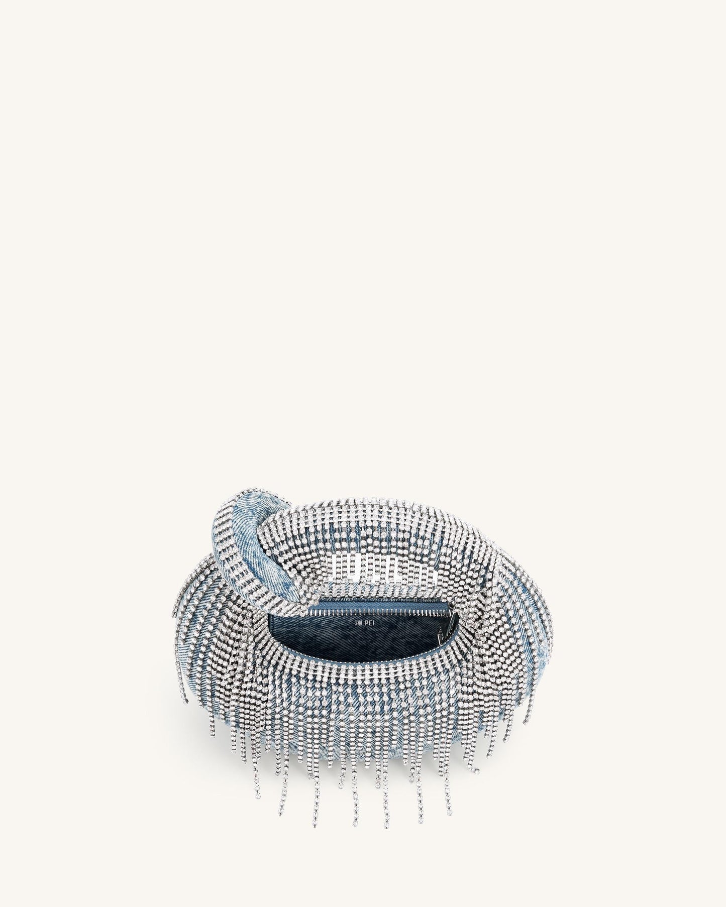 Abacus Denim Artificial Crystal Mini Top Handle Bag - Blue