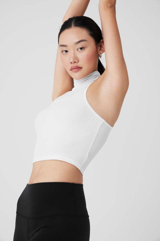 RIBBED SEA COAST CROPPED TURTLENECK TANK