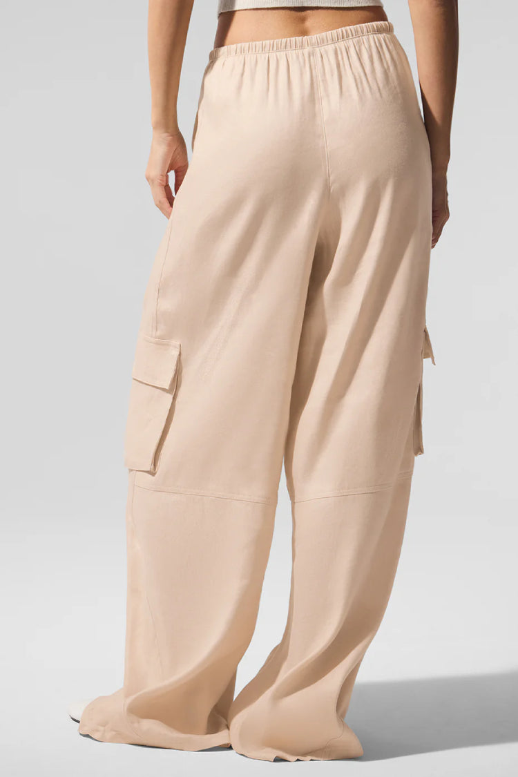 LINEN GETAWAY CARGO WIDE LEG PANT