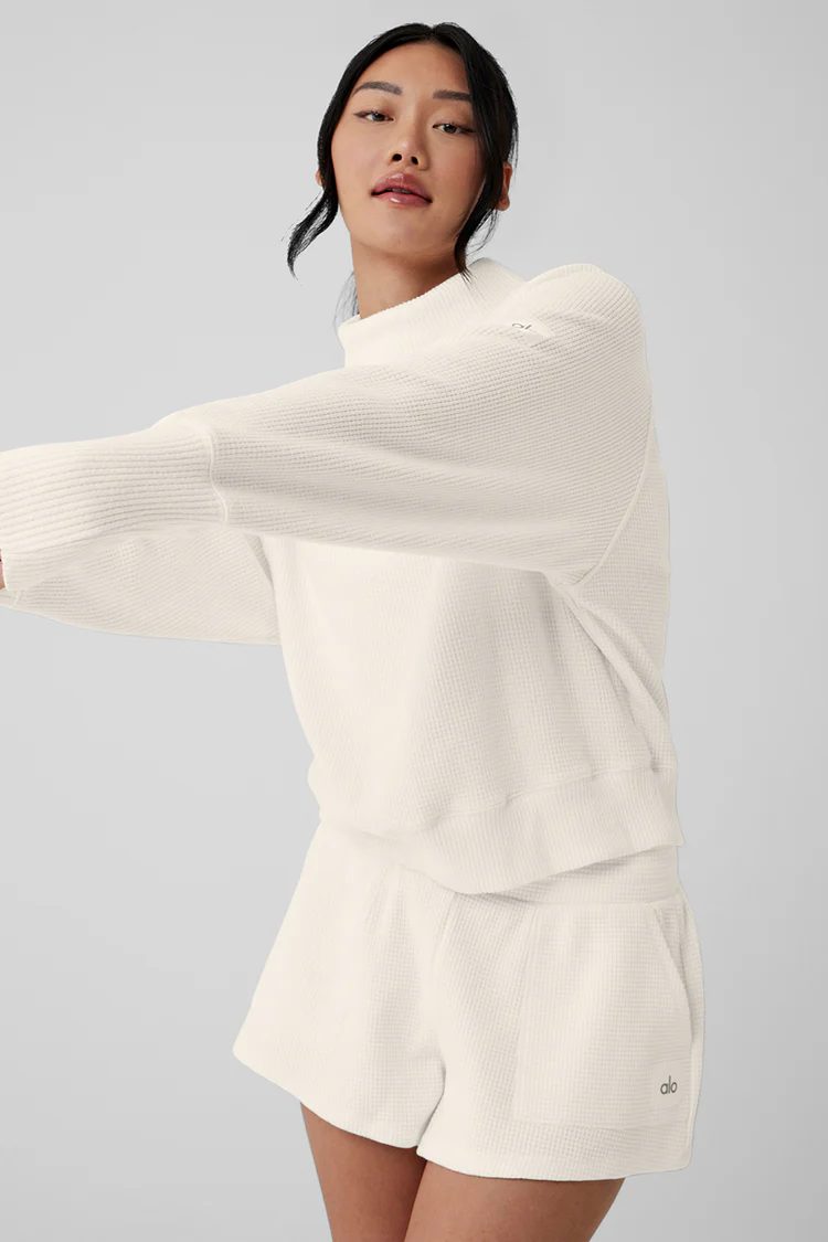WAFFLE WEEKEND ESCAPE MOCK NECK LONG SLEEVE