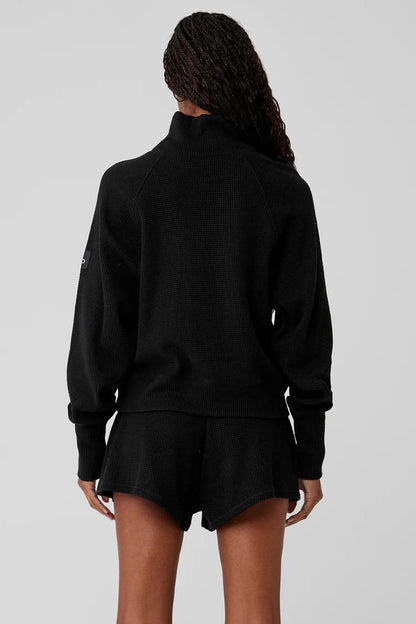 WAFFLE WEEKEND ESCAPE MOCK NECK LONG SLEEVE