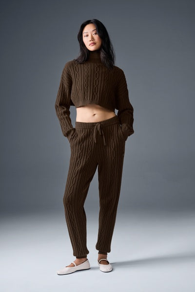 CABLE KNIT CROPPED WINTER BLISS TURTLENECK LONG SLEEVES