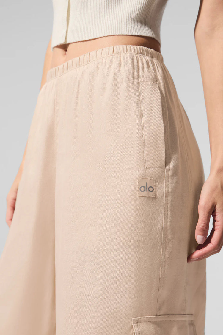 LINEN GETAWAY CARGO WIDE LEG PANT