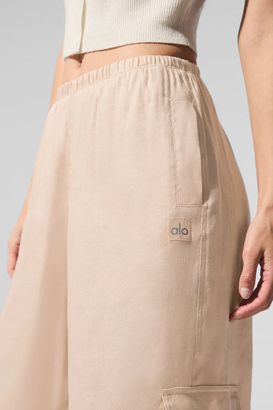 LINEN GETAWAY CARGO WIDE LEG PANT