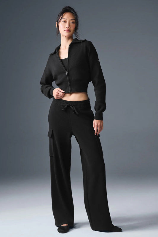 SCHOLAR KNIT HIGH-WAIST CARGO PANT