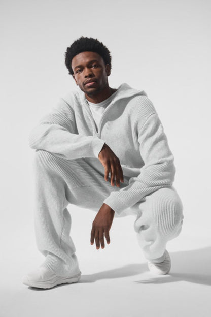 DOMAIN RIB KNIT FULL ZIP SWEATER