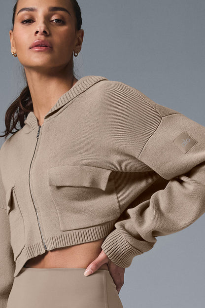 SCHOLAR KNIT CARGO FULL ZIP HOODIE