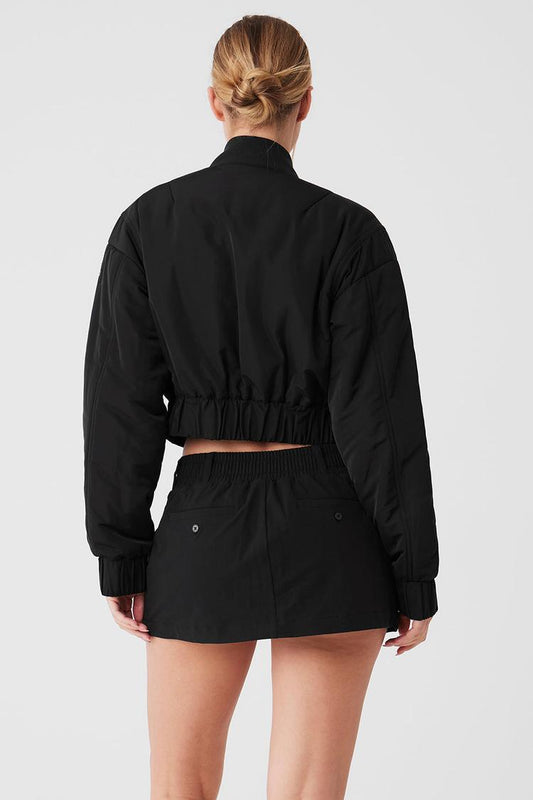 CROPPED BREAK LINE BOMBER JACKET