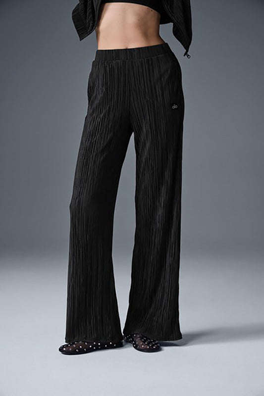 HIGH-WAIST MICRO PLISSE STRAIGHT LEG PANT